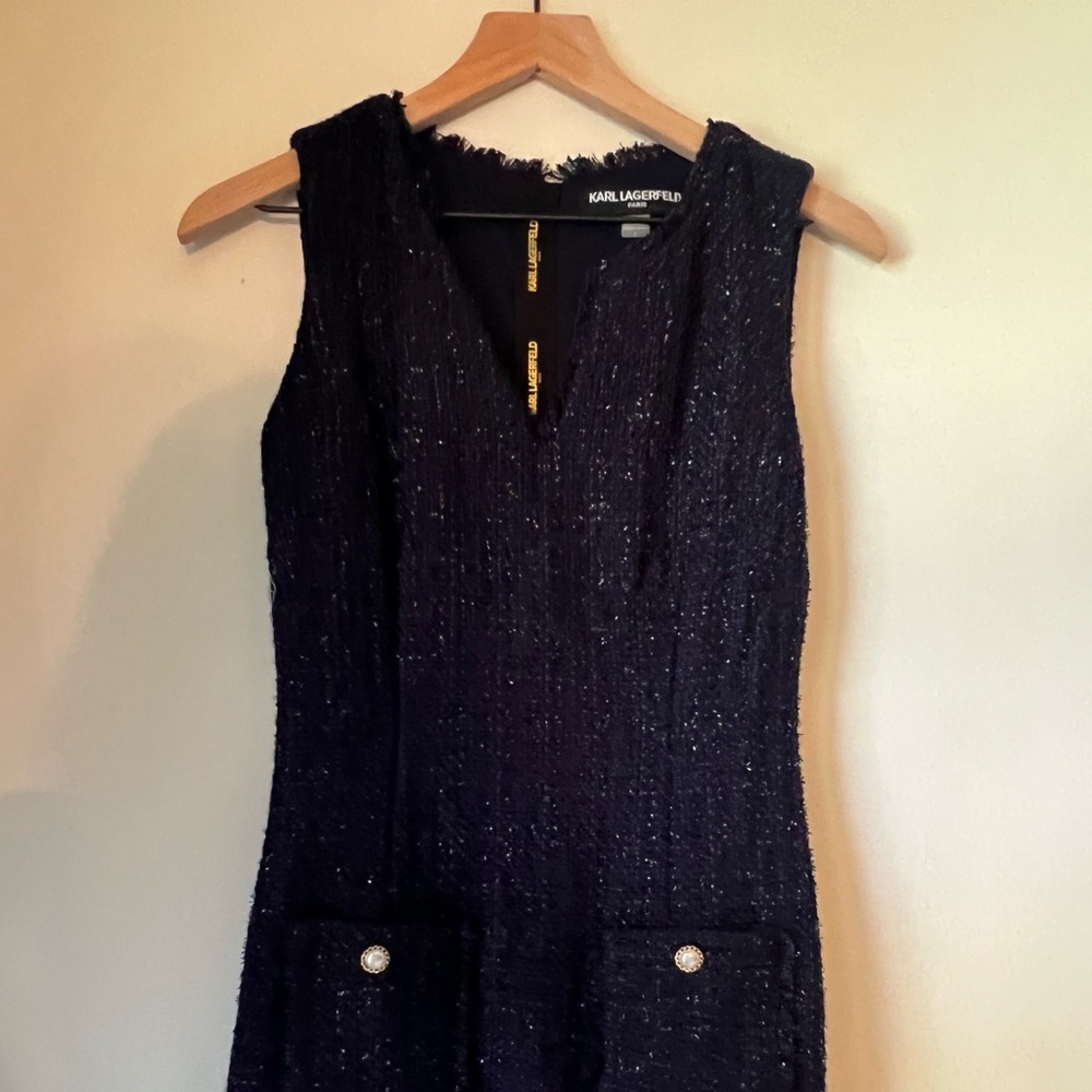 Karl Lagerfeld Navy Tweed Dress